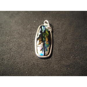 Handcrafted Silver Framed Dichroic Glass Pendant